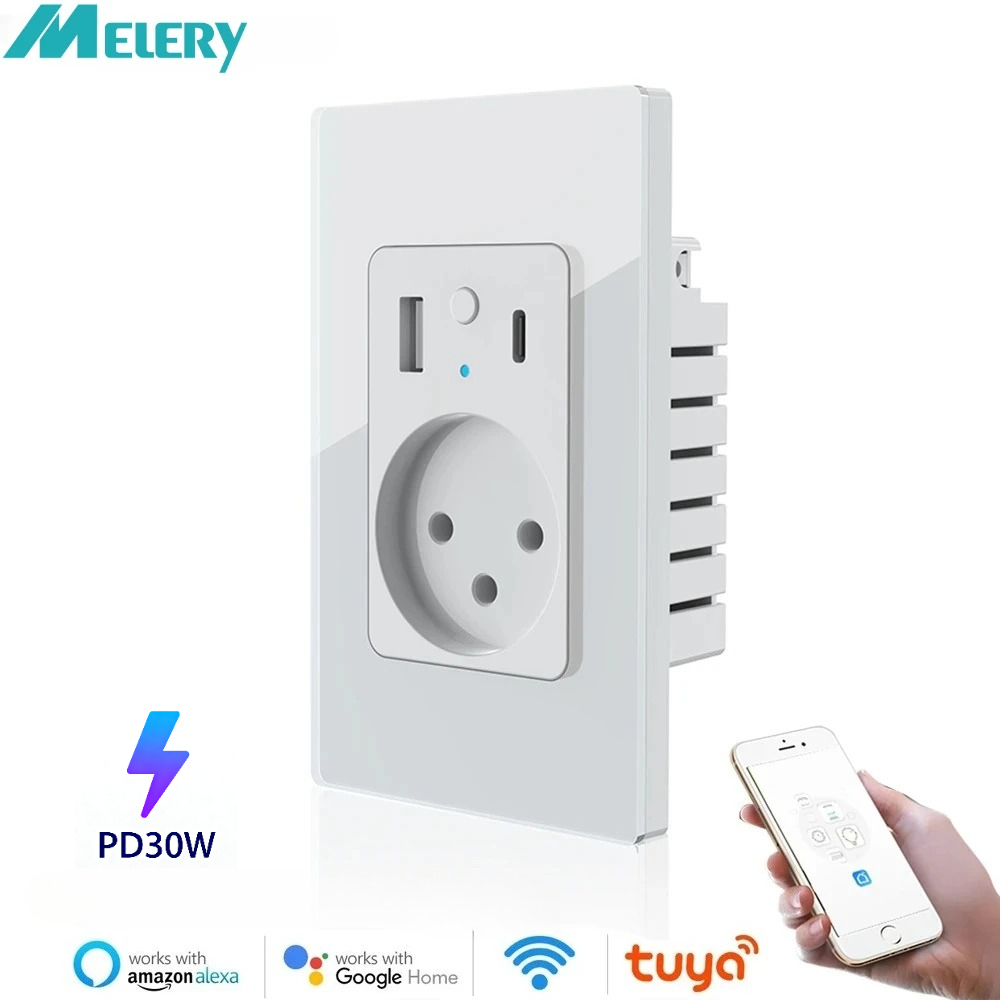 Smart Home Elements - Melery İsrail Akıllı Duvar Prizi Cam