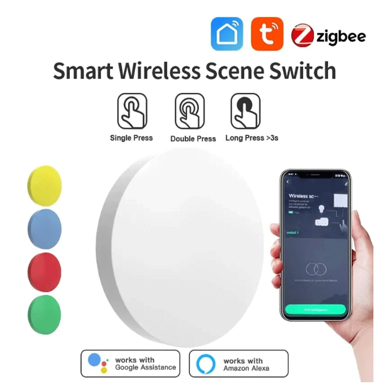 Smart Home Google Assistant - Tuya ZigBee Akıllı Kablosuz Düğme Sahne