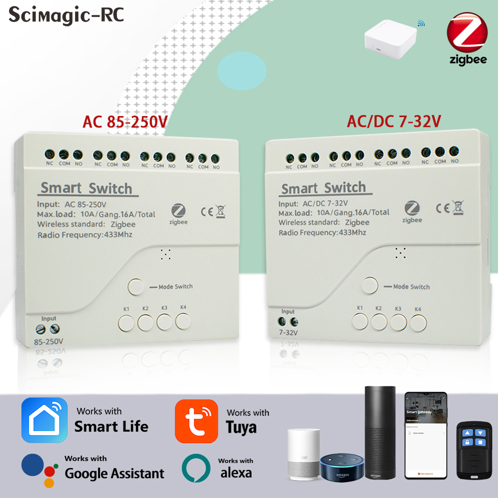 Smart Home Google Assistant - 4 Kanallı Zigbee Tuya Akıllı Ev