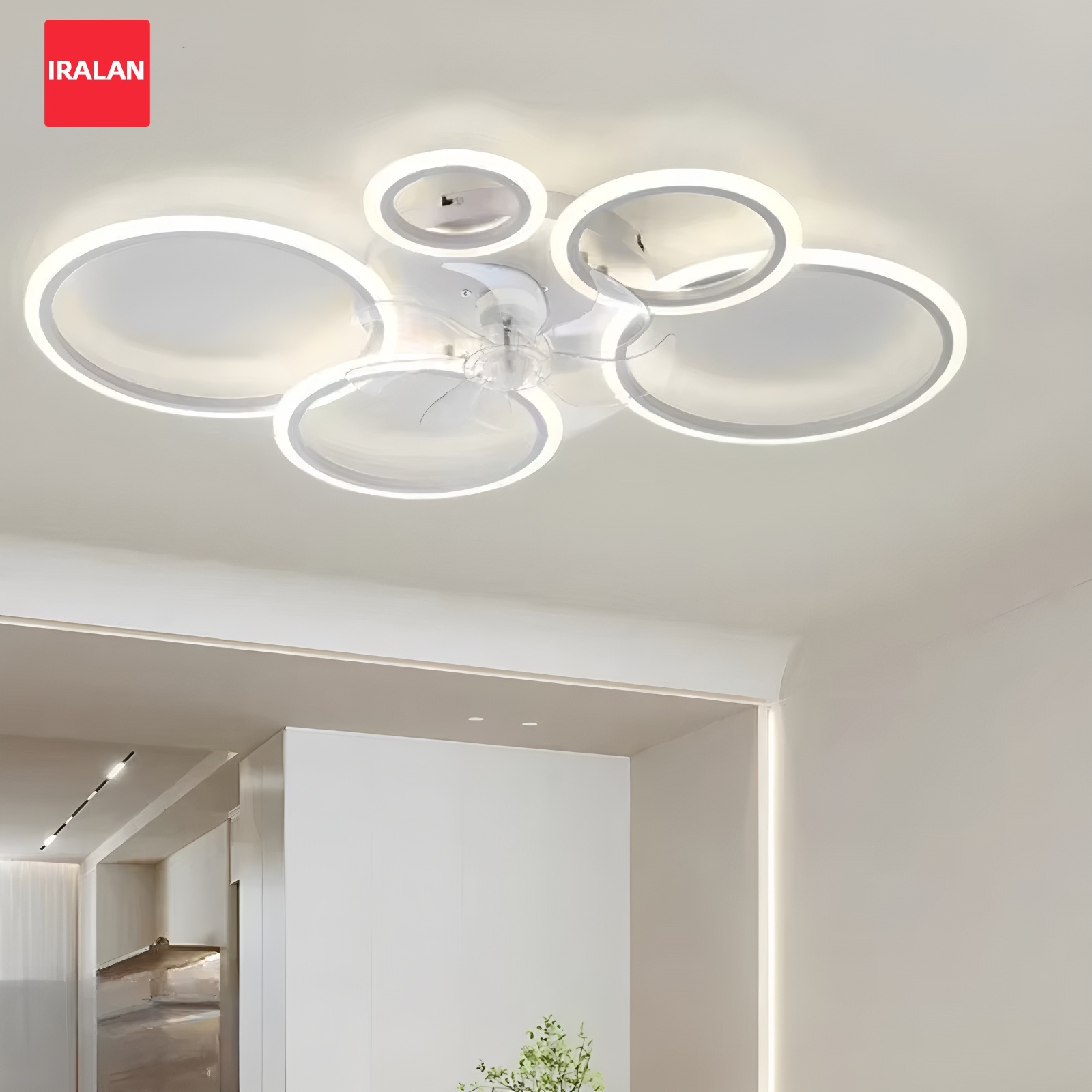 Smart Home Ventilation System - LED Aydınlatmalı Halka Tavan Vantilatörü İskandinav