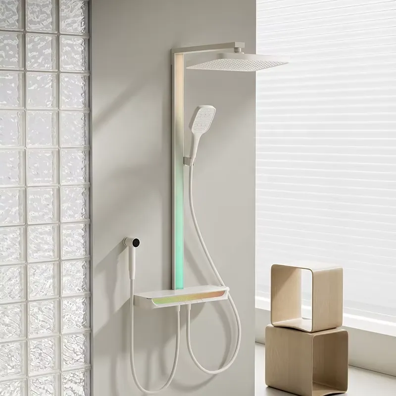 Smart Home - Pirinç Dijital Şelale Duş Seti Duvara